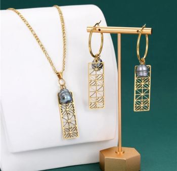 Hawaiian Pearl- 18K Gold Plated Jewelry Set #01