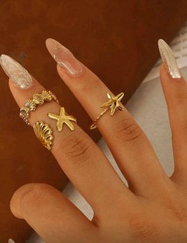 Stainless Island Design Adjustable Ring