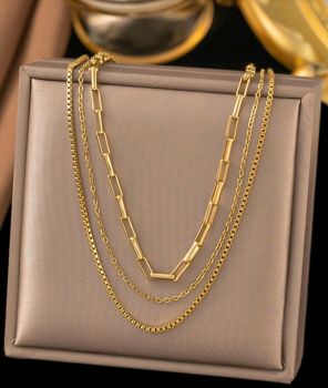 18K Gold Plated Layered 3 in 1 Necklace