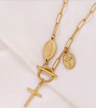 Stainless Chunky Cross Necklace #E02