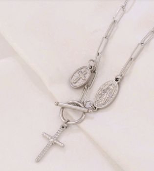 Stainless Chunky Cross Necklace #E02