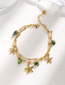 18K Gold Plated Island Layered Bracelet #G06