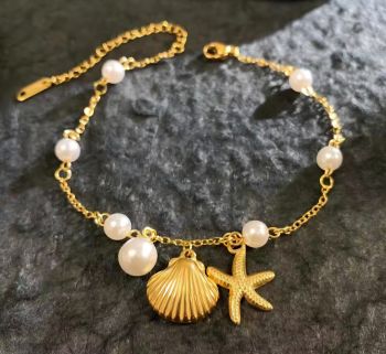 18K Gold Plated Minimalist Island Charm Bracelet