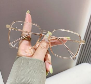 Metal Sides Trendy Plano Clear Glasses