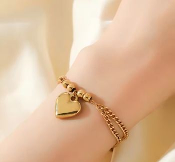 18K Gold Plated Heart Bracelet