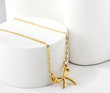 18K Gold Plated Minimalist Bow Necklace