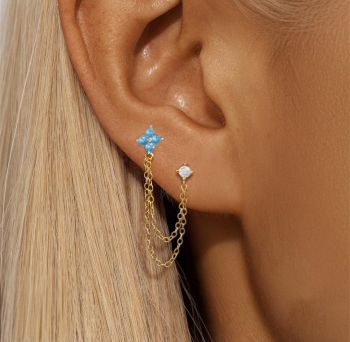 18K Gold Plated Double Chain Earring