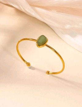18K Gold Plated Stone Cuff Bangle #09