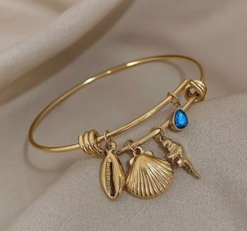 18K Gold Plated Island Design Bangle #18KPB