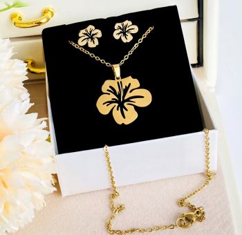 Stainless Hibiscus Jewelry Set ?