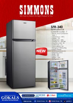 SIMMONS 340 LITRES 2 DOOR REFRIGERATOR SFR-340