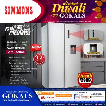 SIMMONS SIDE BY SIDE REFRIGERATOR 552 LITRES  SSBS 530WD