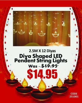 Diwali Diya Shaped LED Pendent String Light