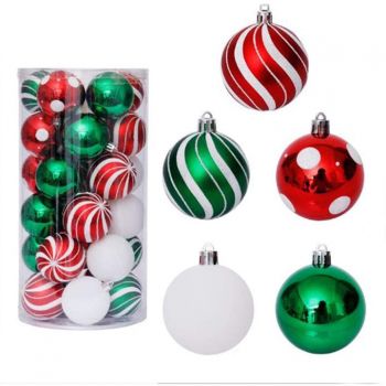 Christmas Decor Balls 30pcs 6cm Green, Red
