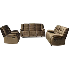 Ava 3+2+1 Fabric Recliner Set Dark Brown #B0222