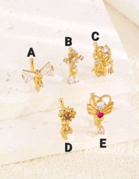 Fashionable Casual Minimalist Copper Zirconia Rhinestone Nose Clip