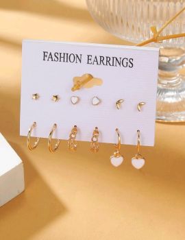 6pairs Summer Fresh and Simple Women's Star Love Earring Pendant Set