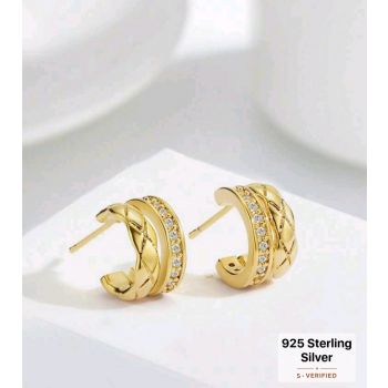 1 pair S925 Gold Sterling Silver Earring
