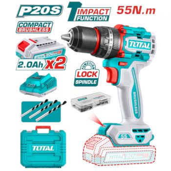 Total Compact Brushless Cordless Impact Drill 20V 13mm TIDLI20558 #1008789