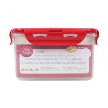 Food Storage Container - Square / 1.53 Litre (With 4 Sided Clip Lock Lid) Microwave / Dishwasher & Freezer Safe (Betty Crocker)