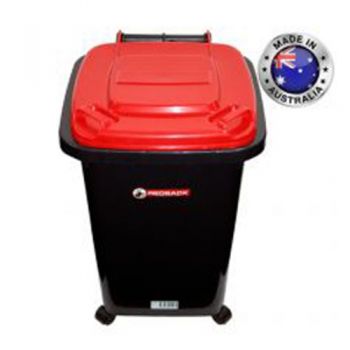 Redback Wheelie Bin / 64 x 42 x 47cm 60Litre (Black With Red Lid) Made in Australia