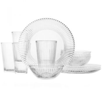 Gibson Home Clearview Stripes 12 Piece Dinner Ware Set