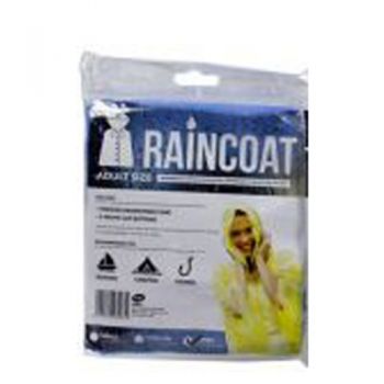 Adult Raincoat With Hood / Assorted Colours (S/M/L Mixed Sizes in a Carton)(Hooded Drawstring Coat & 5 Front Clip Buttons)