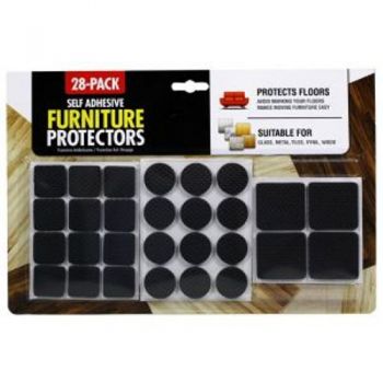 Self Adhesive Furniture Protectors / Pack of 28 (Assorted Shapes) White & Black Mixed (Suitable For Glass, Metal, Tiles, Vynil & Wood)