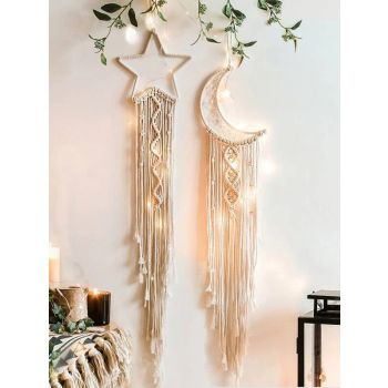 2pcs Moon & Star Woven Wall Hanging