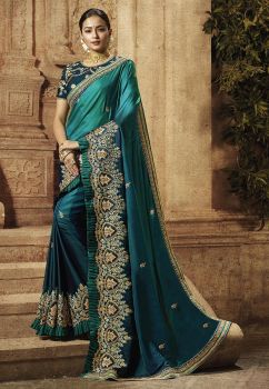 Suhani Padding Saree - Dark With Light Blue   