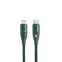Promate High Strength Nylon USB-C to Lightning Cable, 20W, Green