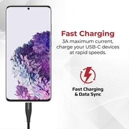 Promate USB-A to USB-C Data Sync, Charge Cable, 3A Charging, 1m, Black