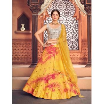 1734-Lehenga- Yellow & White 