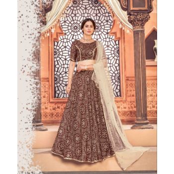 1731-Lehenga- Deep Maroon Beige 