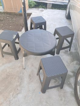 Rattan table n stool set (5pc set)