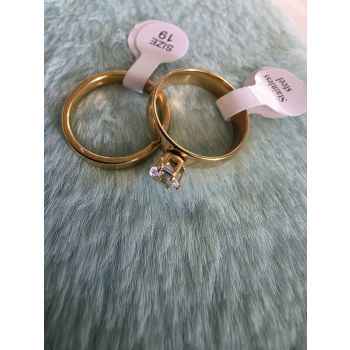 2 Piece Stainless Ring Set- Size 19