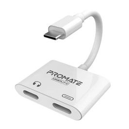 Promate USB-C Port Splitter, USB-C Audio Port, 5V/3A USB-C Charging Port