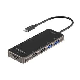 Promate USB-C Hub, 100W, 4K HDMI, 1Gbps LAN, USB3.0, USB 2.0 Ports