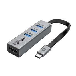 Promate USB-C Hub, 3 USB 3.0 Ports, 1000Mbps LAN Port