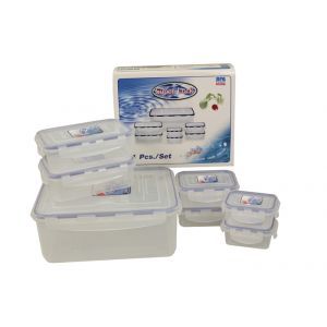 Super Lock Container / Set of 7(14pcs) Contains: 2x250ml, 2x390ml, 2x850ml & 1x5500ml (BPA FREE)