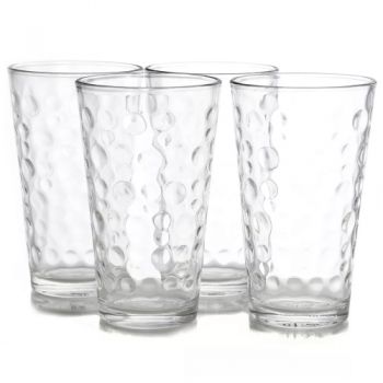 Gibson Home 4pcs Great Foundations Glass Tumbler Set With Bubbles Pattern