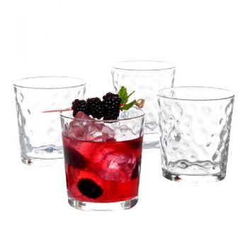 Gibson Home 4pcs Great Foundations Glass Set With Bubbles Pattern - Clear