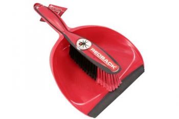 Deluxe Dust Pan Set / Red (Black Silicon) Brush Length 28cm Dust Pan 30x24cm