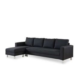 Mia 3 + L Fabric Sofa, Black