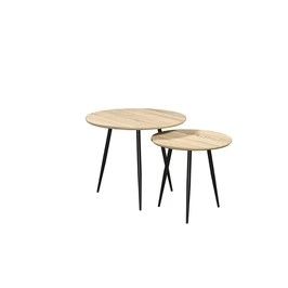 Mia Coffee Table 2pc, Oak w/ Black Legs
