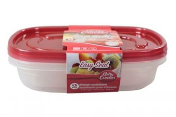 Food Storage Containers - Rectangular / 895ml (Pack of 2) Microwave / Dishwasher & Freezer Safe (Betty Crocker)