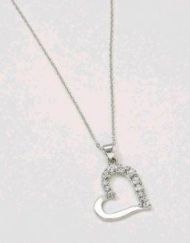 1 pair Rhinestone Decor Heart Pendant Necklace