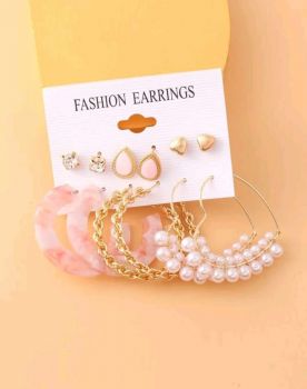 6 pairs Rhinestone Decor Earrings