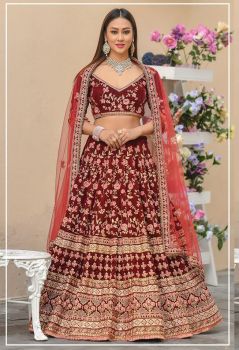 Lehenga- Maroon -UPTo 42 Bust & Waist 