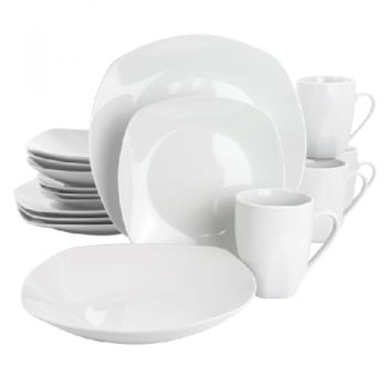 Gibson Home Classic Pearl Square 16 Piece Dinner Ware Set White